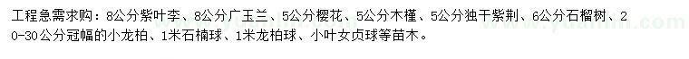 求购紫叶李、广玉兰、樱花等