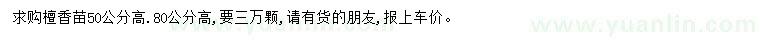 求购高50、80公分檀香苗