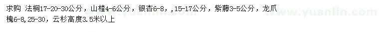 求购法桐、山楂、银杏等