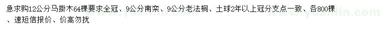 求购马掛木、南栾、老法桐