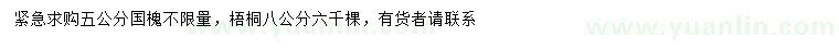 求购5公分国槐、米径8公分梧桐 