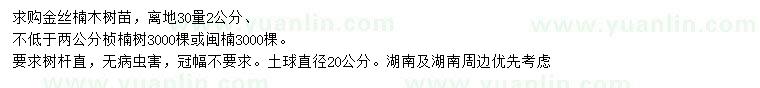 求购离地30量2公分金丝楠木、2公分桢楠树或闽楠