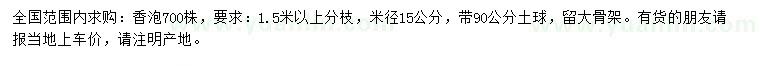 求购米径15公分香泡