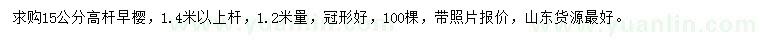 求购15公分高杆早樱