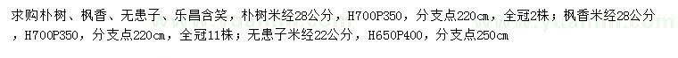 求购朴树、枫香、无患子等