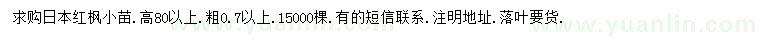 求购高80公分以上日本红枫小苗