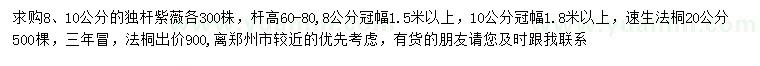 求购8、10公分独杆紫薇、20公分速生法桐