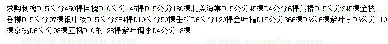 求购刺槐、国槐、北美海棠等