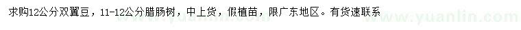 求购12公分双翼豆、11-12公分腊肠树