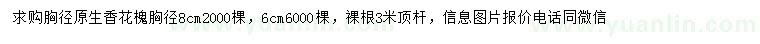 求购胸径6、8公分香花槐