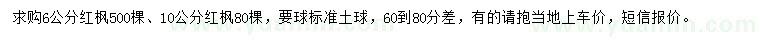 求购6、10公分红枫