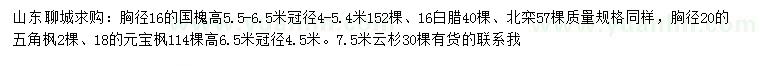 求购国槐、白腊、北栾等