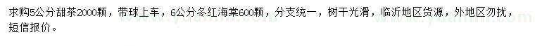 求购5公分甜茶、6公分冬红海棠