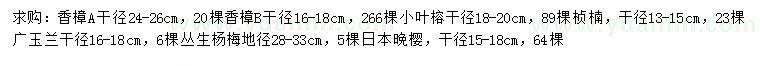 求购香樟、小叶榕、桢楠等