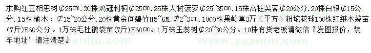 求购红豆相思树、鸡冠刺桐、大树菠萝等