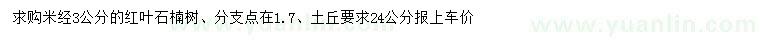 求购米径3公分红叶石楠