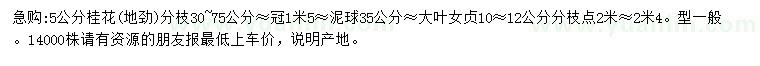 求购5公分桂花、10-12公分大叶女贞