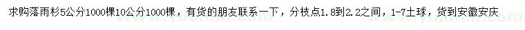 求购5、10公分落雨杉