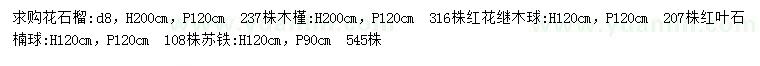 求购花石榴、木槿、红花继木等