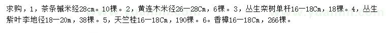 求购茶条槭、黄连木、丛生栾树等