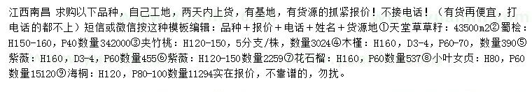 求购天堂草草籽、蜀桧、夹竹桃等