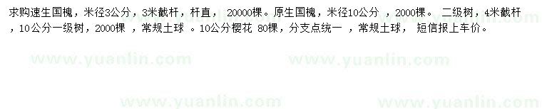 求购米径3、10公分国槐、10公分樱花