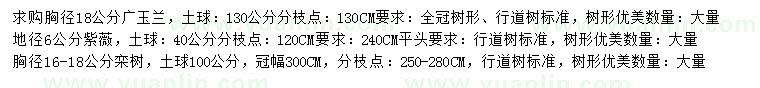 求购广玉兰、紫薇、栾树