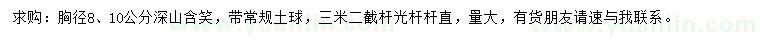 求购胸径8、10公分深山含笑