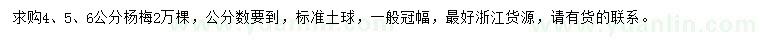 求购4、5、6公分杨梅