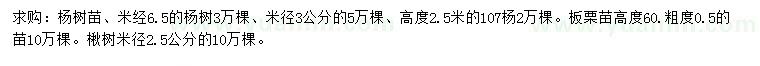 求购杨树苗、107杨、板栗苗等