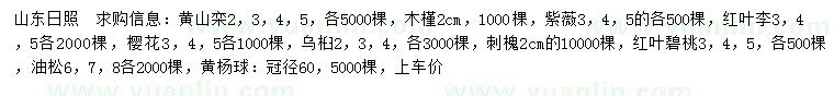 求购黄山栾、木槿、紫薇等