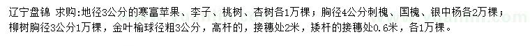 求购寒富苹果、李子、桃树等