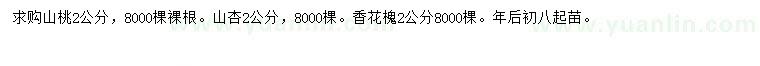 求购山桃、山杏、香花槐