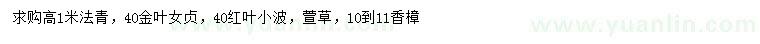 求购法青、金叶女贞、红叶小檗等