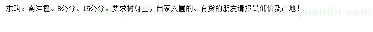 求购8、15公分南洋楹