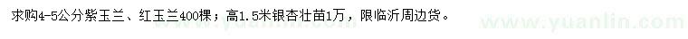 求购紫玉兰、红玉兰、银杏