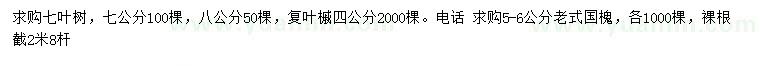 求购七叶树、复叶槭、老式国槐