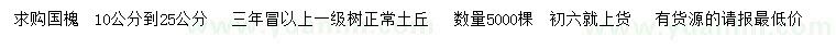 求购10-25公分国槐