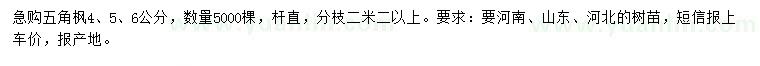 求购4、5、6公分五角枫