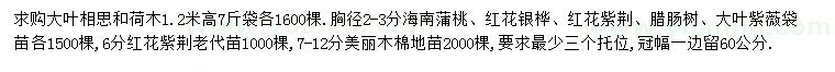 求购大叶相思、荷木、海南蒲桃等