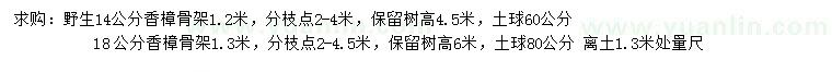 求购14、18公分香樟