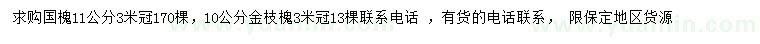 求购11公分国槐、10公分金枝槐