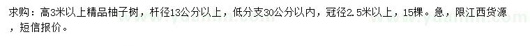 求购高3米以上精品柚子树