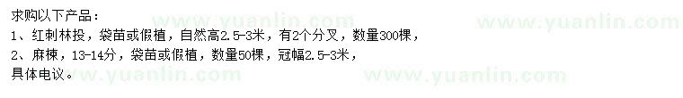 求购红刺林投、麻楝