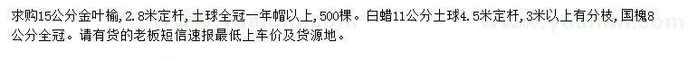 求购金叶榆、白蜡、国槐