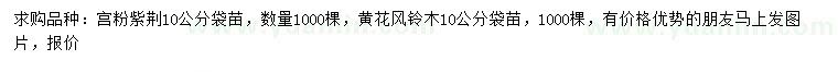 求购10公分宫粉紫荆、黄花风铃木