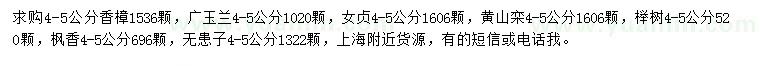 求购香樟、广玉兰、女贞等