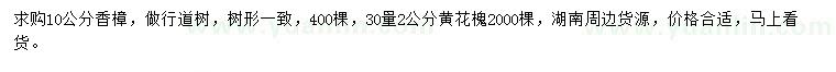 求购10公分香樟、30量2公分黄花槐