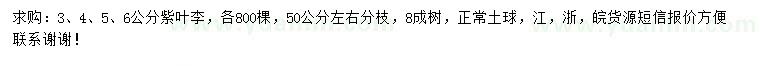 求购3、4、5、6公分紫叶李