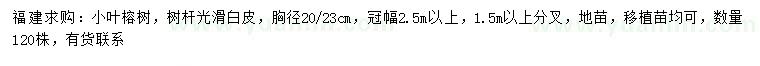 求购胸径20、23公分小叶榕树